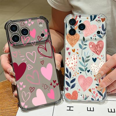 Custodia per Telefono in Silicone con Stampa Dipinta a Forma di Cuore d'Amore per iPhone 17 Pro Max 16 15 14 Pro Max 13 12 Pro 11 Antiurto Morbida TPU Trasparente