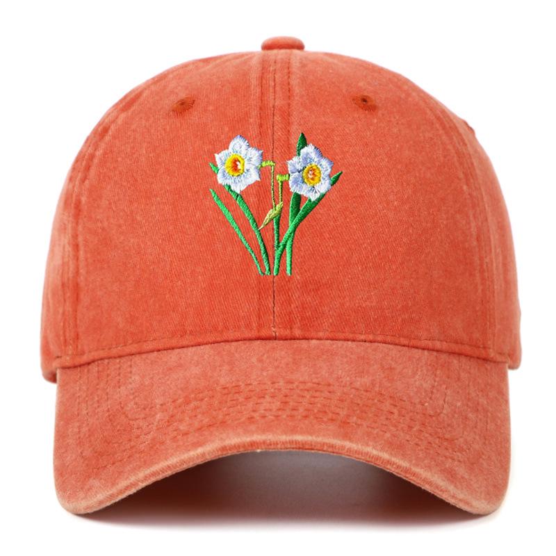Men's Retro Washed Cotton Embroidered Distressed Dad Baseball Cap with Soft Brim