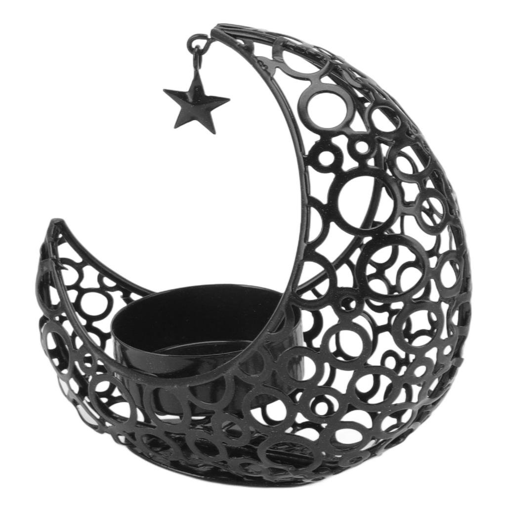 Romantic Moon Candlestick Iron Hollowed Candle Holder for Weddings Christmas Decoration Dining