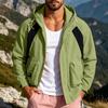 Men's Color-Block Windproof Outdoor Jacket with Removable Hood, for Hiking and