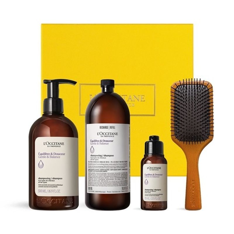 LOCCITANE [Sensitive Scalp Care] Gentle & Balance Shampoo 1L Set (+Brush + 1 Deluxe Type) FREE