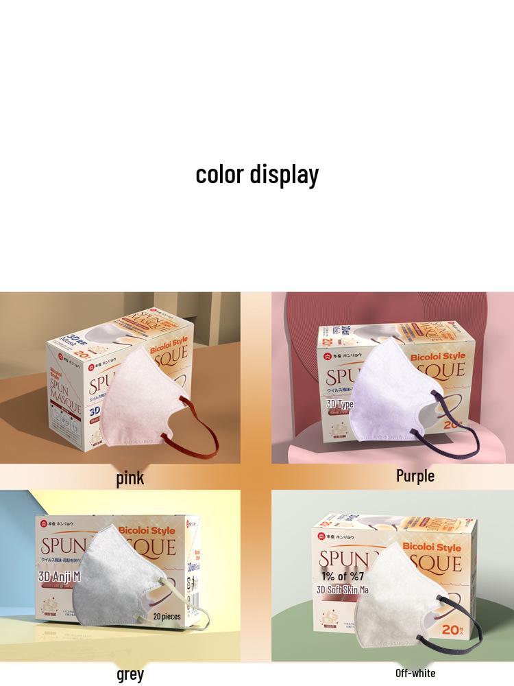 Japonská 3D jednorázová unisex spunlace netkaná ochranná maska
