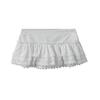 Women's A-line White Skirt with Embroidered Floral Design & Lace Trim