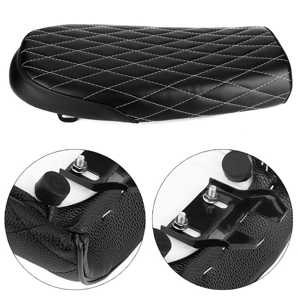 Motorcycle PU Lther Vintage St Flat Saddle Cushion for CG125 GN CG Black