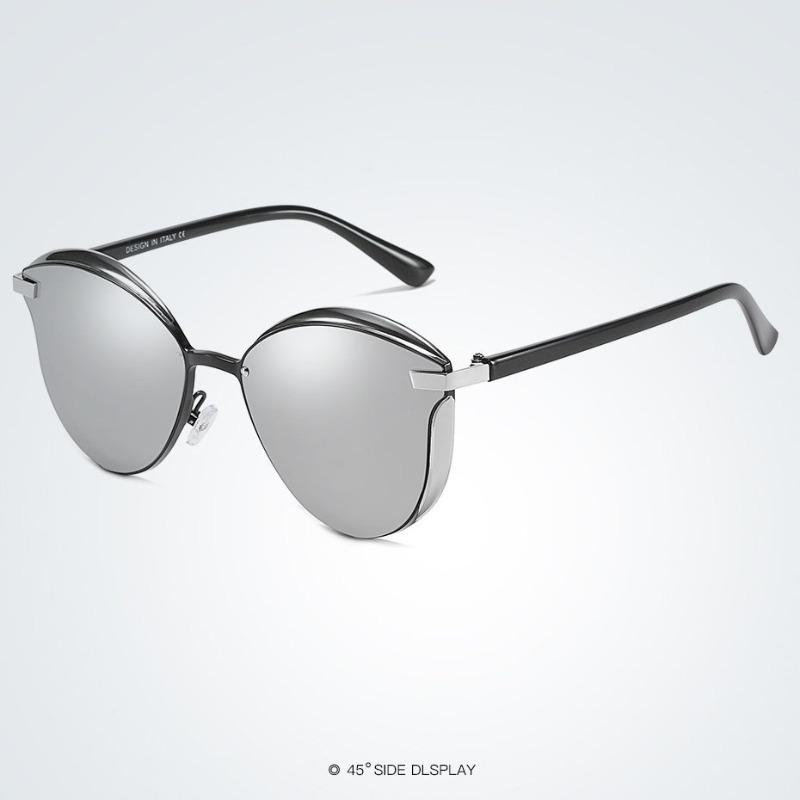 

Мужские металлические поляризационные солнцезащитные очки, женские круглые модные женские очки в стиле ретро с кошачьим глазом, очки с антибликовым покрытием UV400 серебряный