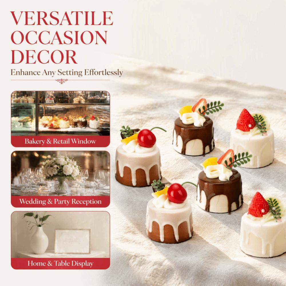 6 Pcs Plastic Artificial Cake Model 2.56x2.17in Fake Cake Model Faux Food Model Bakery Display