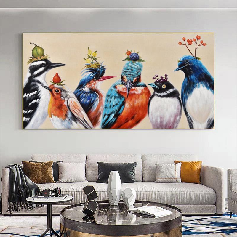 Bird Animal Canvas Painting Tree Landscape Posters and Prints Colorful Parrots Wall Pictures for Living Room Home Decor No Frame