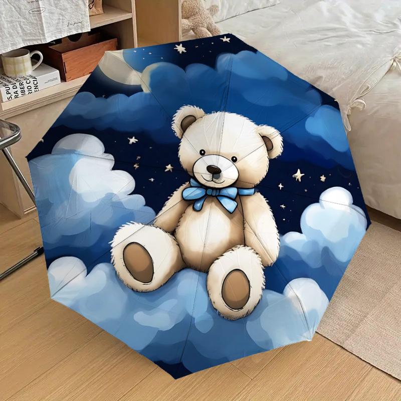 1PC Bear Clouds Umbrella-8-Rib Reinforced, Automatic Open, Lightweight & Durable, Fashion Accessory for Outdoor, J0344