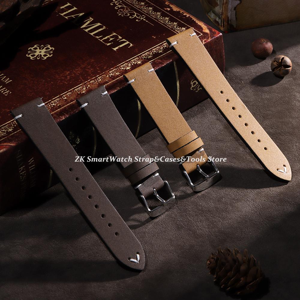 18mm 20mm 22mm Watch Strap Quick Release Brown Watchband Soft Leather Bands for Omega Business Wristband for Seiko 5 Bracelet