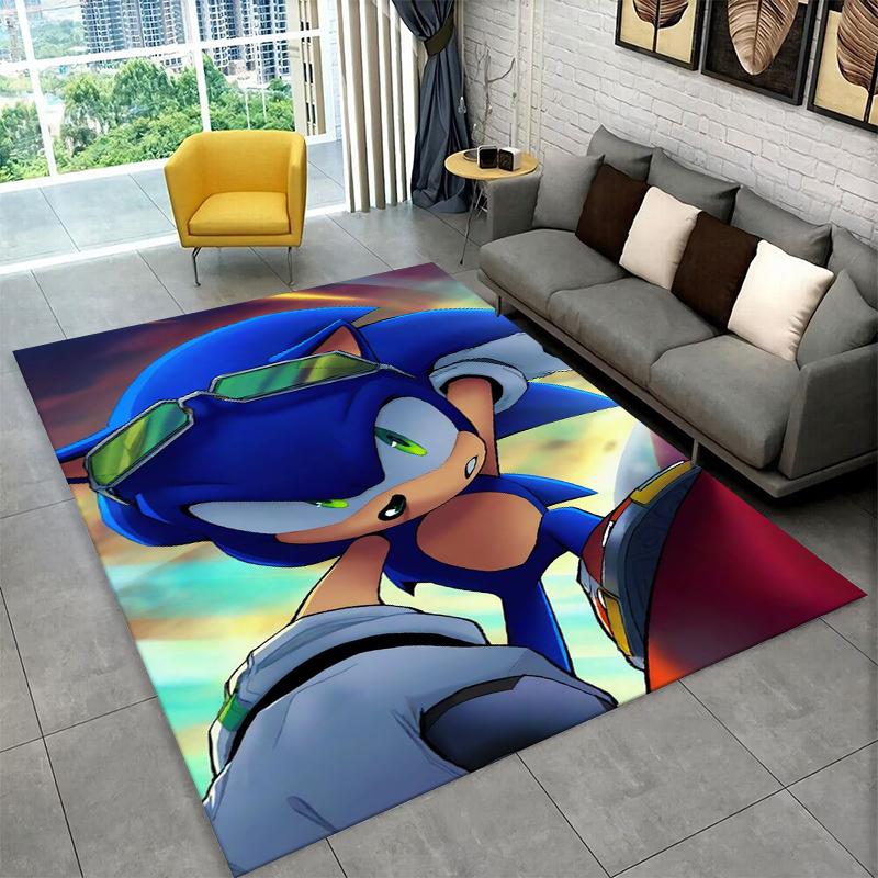 Classic S-Sonic Cartoon Game Carpet Rug for Playroom Bedroom Living Room Sofa Home Decor,kid Area Rug Non-slip Floor Mat Gift