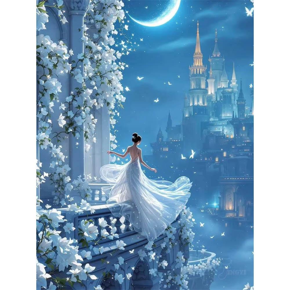 Disney Prinzessin Antike Nachtszene Kollektion 5D Diamantmalerei Voll mit Diamanten DIY Handgemalte Diamantmalerei Fantasie Dekoratives Malerei-Set