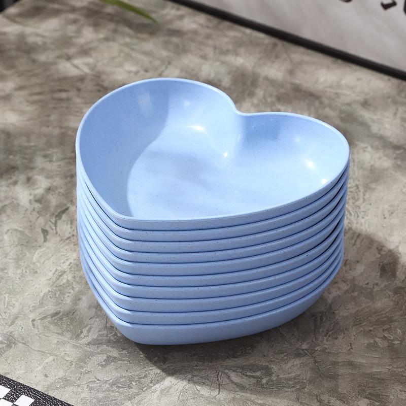 Creative Plates, Snacks, Simple Plates, Thickened Anti-Drop Spitting Bone Saucers, Plastic Fruit Plates, Love Shapes, Drop-Resistant Plates