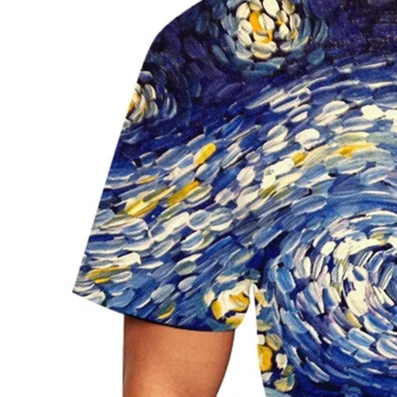 Van Gogh Art T-shirt Flower 3D Printing Men's and Women's Street Wear Short Sleeve T-shirt Clothing