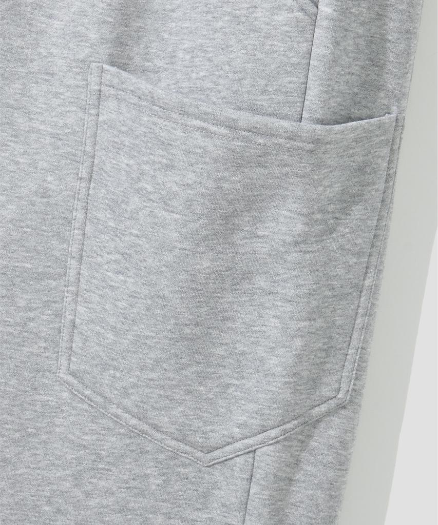 AGOD (Fleece-Lined) Side Big Pocket Wide Sweatpants [Heather Grey]