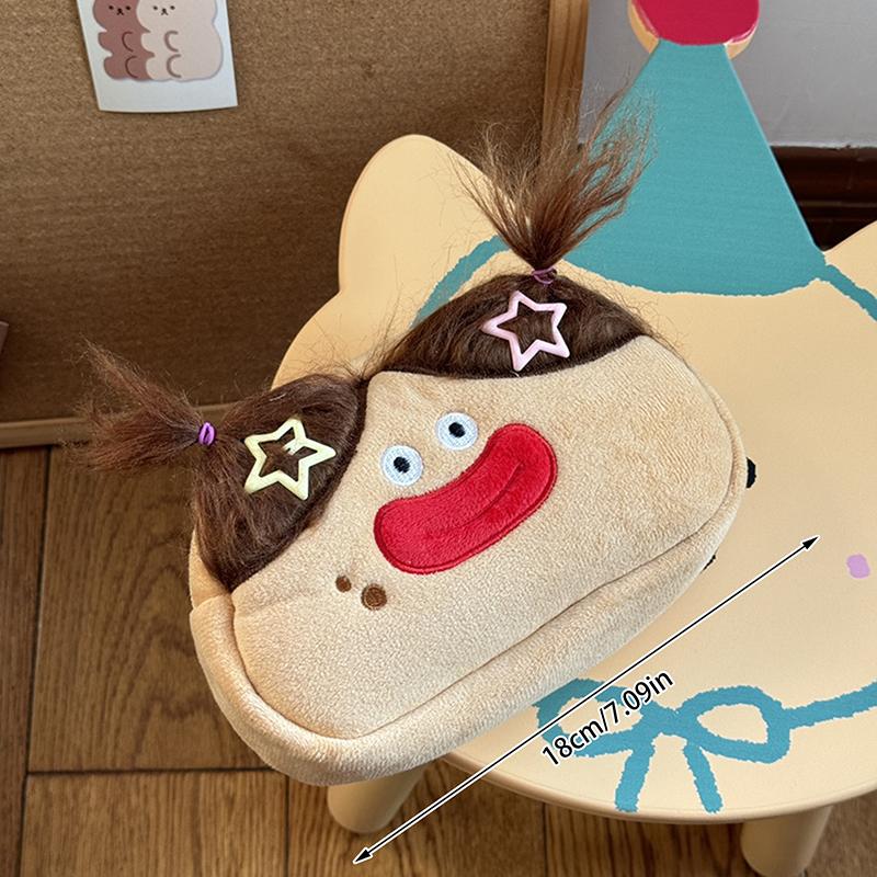 Funny Dolls Plush Pencil Case Cute Multi Functional Large Capacity Stationery Organizer Storage Bag Student Pen Bag Makeup Bag
