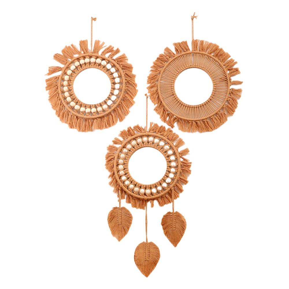 Round Wall Mirrors Room Decor Hand Woven Decorative Mirror Wall Hanging Mirror For Apartment Living Room Bedroom Home Decoration