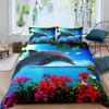 Kid Dolphin Duvet Cover Set King Size Cute Dolphin Marine Life Comforter Cover Microfiber Blue Wave Decor Quilt Cover For Teens