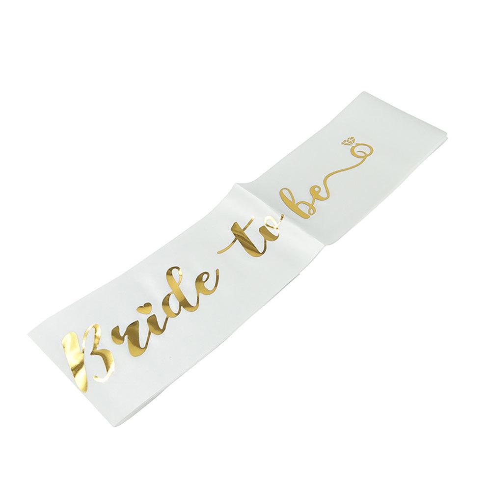 Bride To Be Etichetă Cureaua Curele de mireasă cu cureaua de umăr bronzată Pânză subțire ușoară pentru mireasă, petrecere a burlacilor, furnituri pentru decorarea nunții