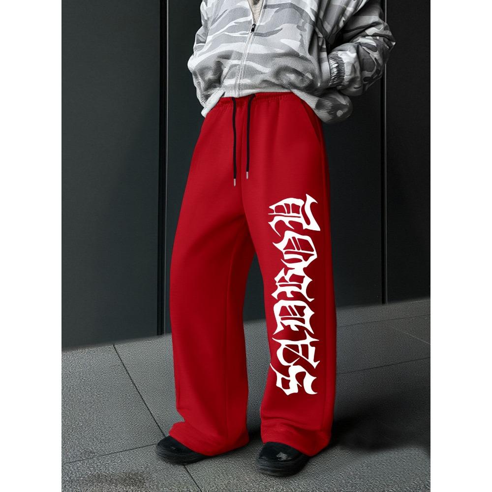 

Black Wide Leg Pants with Gothic REVENGE Print Streetwear Essential XXL