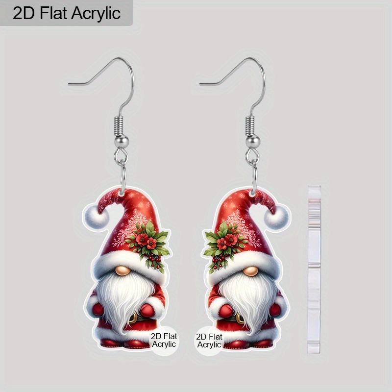 

2D Плоские Акриловые Рождественские Серьги Легкие Висячие Серьги Санта Клауса Праздничные Серьги Рождественские Украшения для Женщин Девочек красный