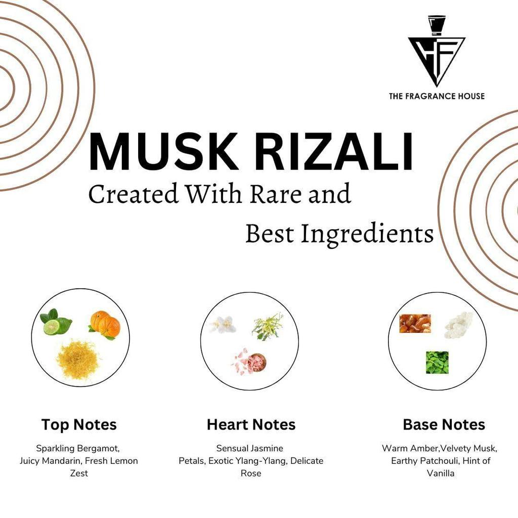 The Fragrance House Musk Rizali Luxury for Men and Women 100% Alcohol Free Long Lasting Attar (6 ML)