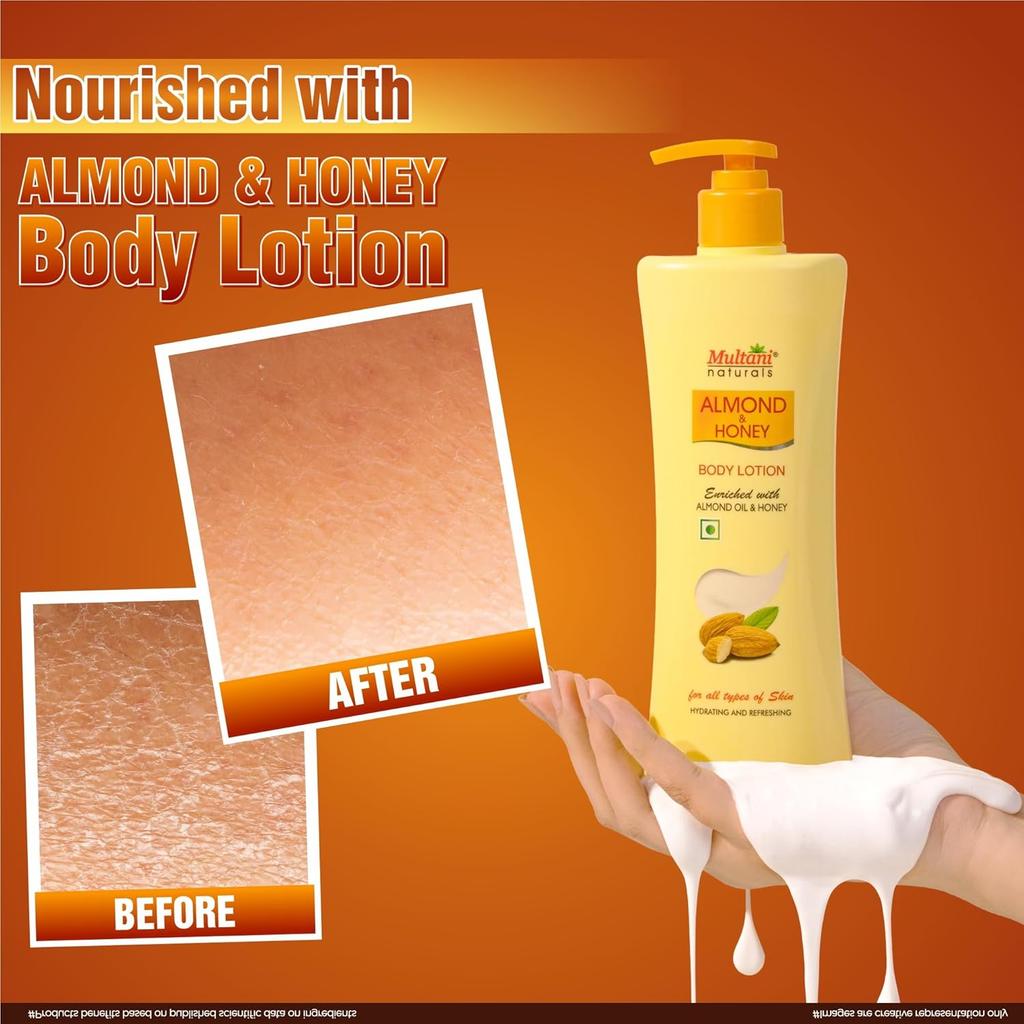 Multani Naturals Almond & Honey Body Lotion 400 Ml Pack of 1 Hydrating Face & Body Moisturiser for Soft Smooth Skin