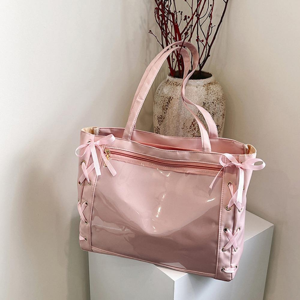 Lace-up Simple Itabag Cross Ribbon Shoulder Bag Pouch Bag Transparent Pocket  Fans Supplies