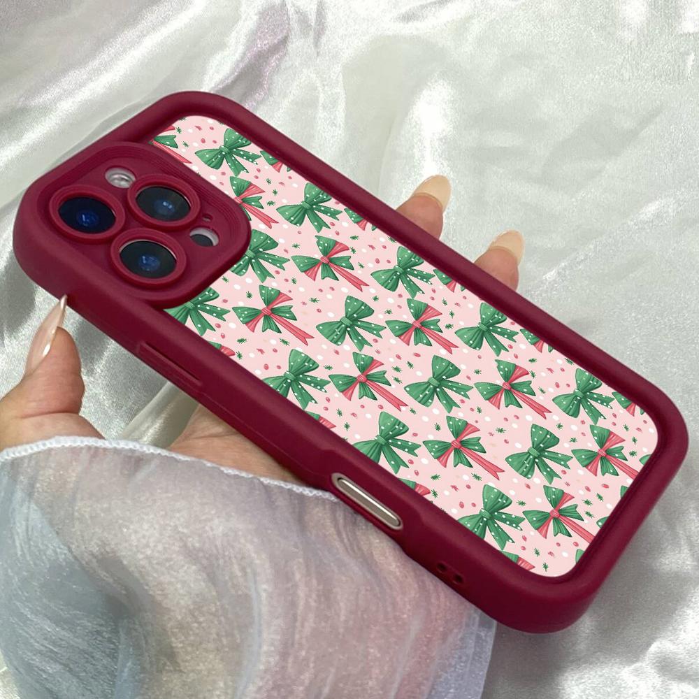 JT161 Christmas Snowman Bow for iPhone 17 16 15 14 Pro Max Samsung S26 S25 Ultra A17 A16 A07 A56 A06 Xiaomi 15T Redmi 15c 14C Note 14 13 Soft TPU Case