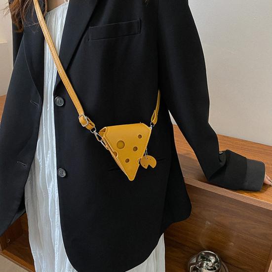 Bolso Bandolera de Bloque de Queso Lindo Triángulo Cuadrado Cartera de Queso Bolso Pequeño Bandolera con Correa Ajustable para Monedas Llaves Pintalabios
