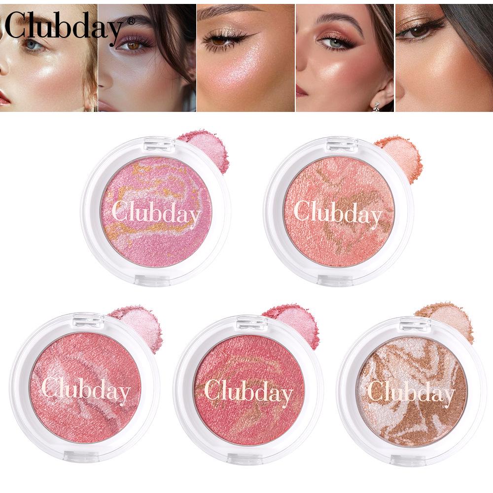 Clubday Tri-Color Shimmering Marble Highlighter & Blush Palette