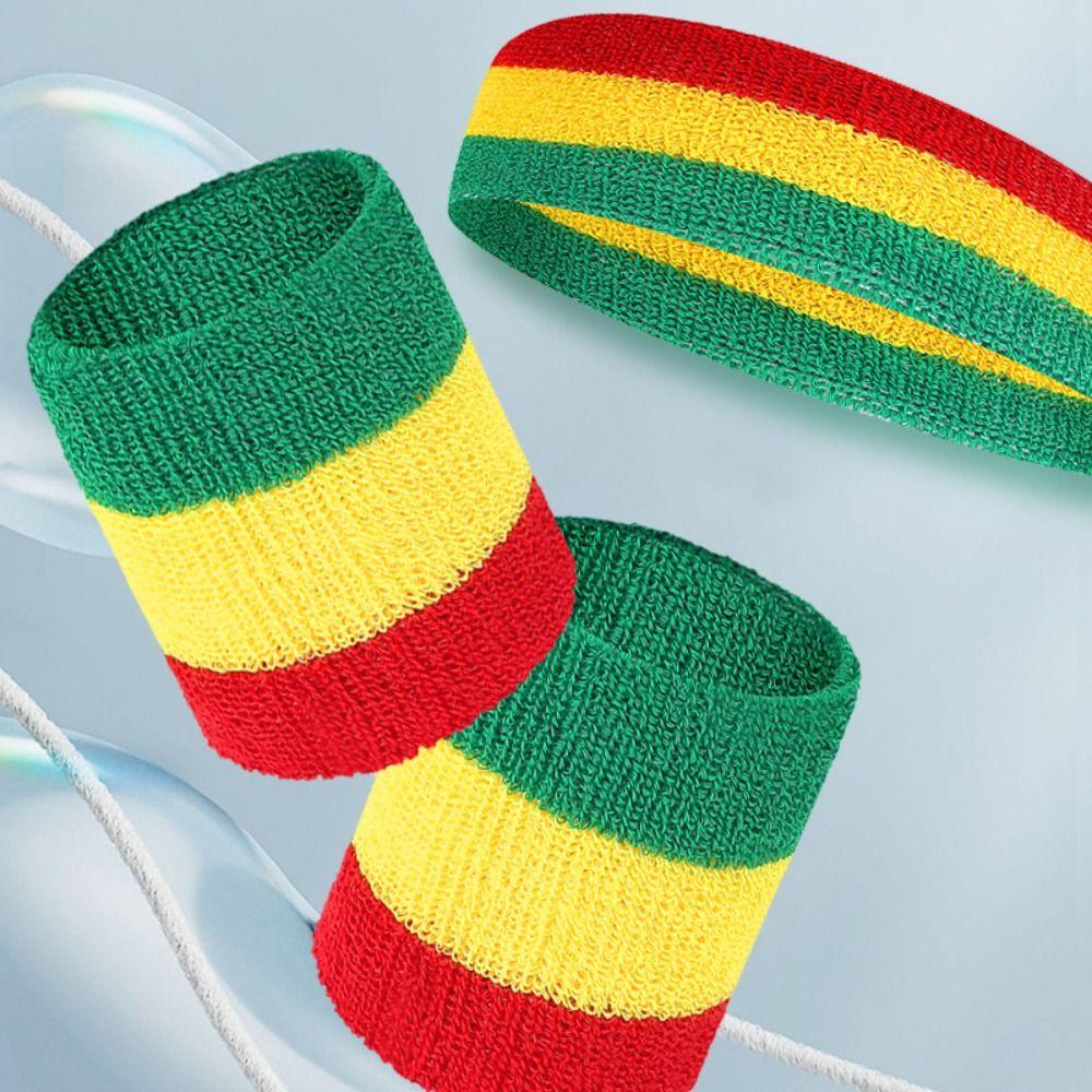 3Pcs/Set Elastic Sport Wristbands Head Sweat Sweatband Running Yoga Hair Bands  Men Women