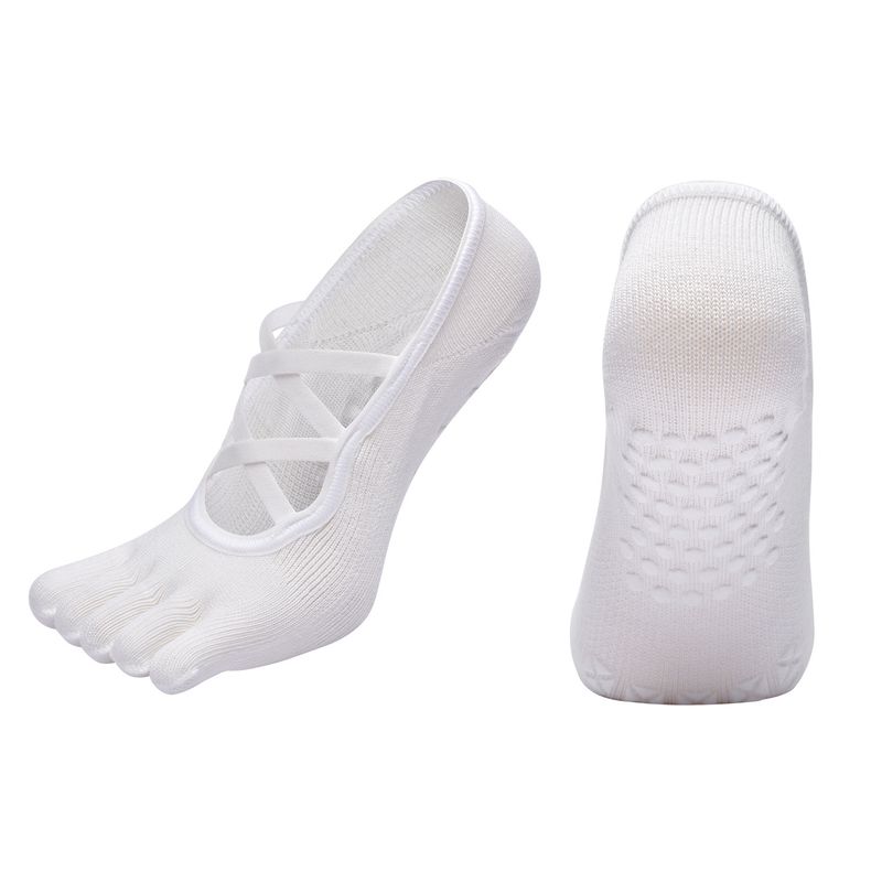 

Yoga Socks Non Slip Professional Female Toe Socks Pilates Socks Indoor Room Socks Adult Fitness Non-Slip Socks W6-White