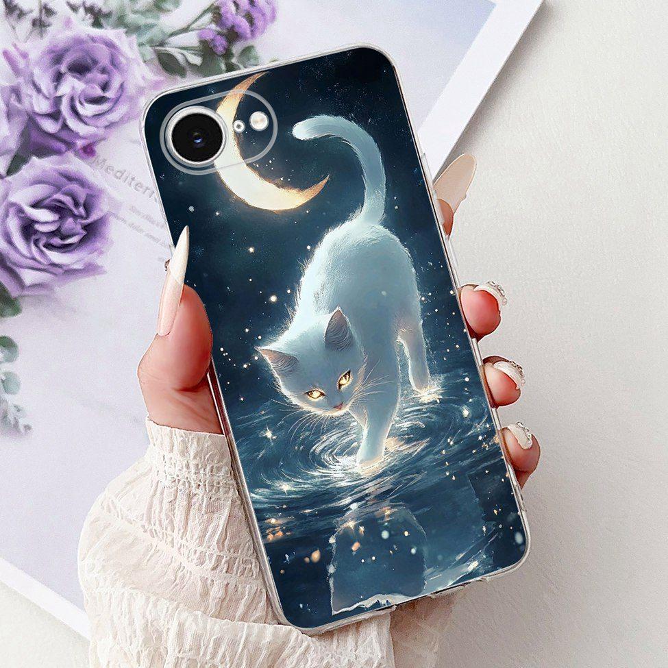 Clear For iPhone 16e A3212 A3409 A3410 A3408 Cover For iPhone 16e Case Fashion Luxury Flowers Cute Funny Painted Soft Bumper