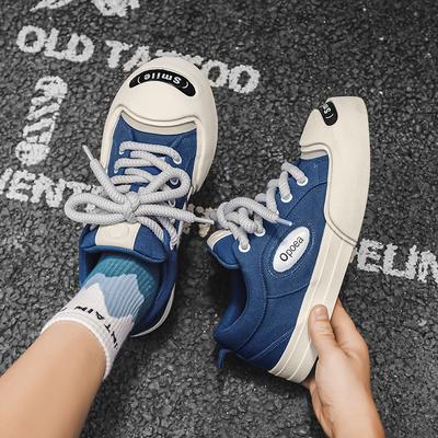 Scarpe da uomo in tela autunno nuovo sorriso aperto nicchia brutto carino testa grande scarpe a suola spessa da uomo scarpe sportive casual con plateau da uomo