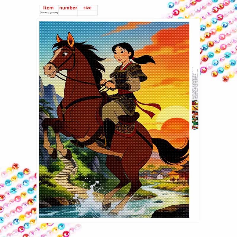 Disney Mulan Riding Horse Diamond Painting Art Kit Handmade DIY5D Home Decor Gift
