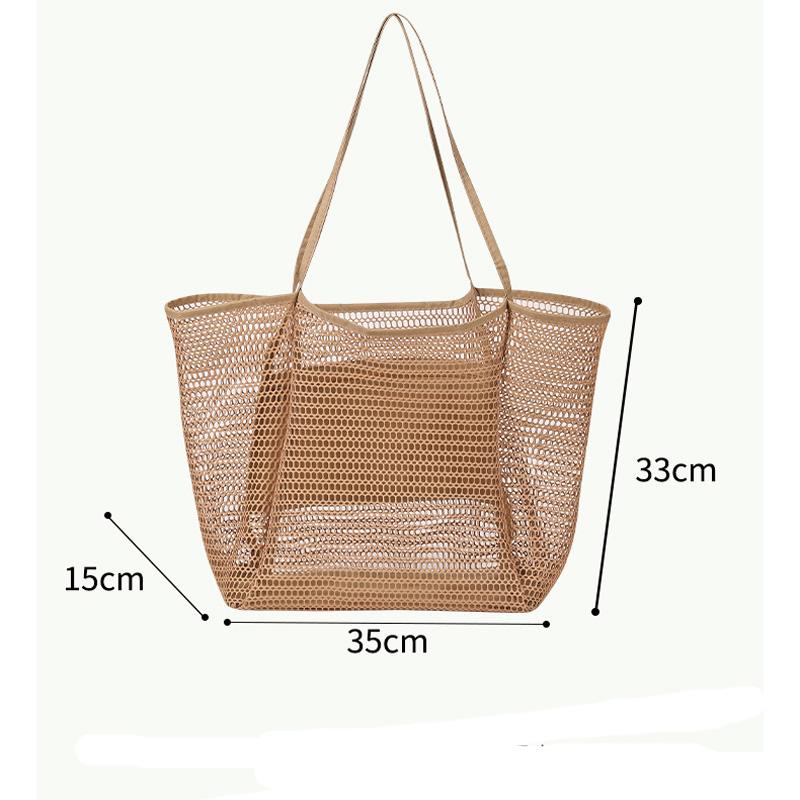 Tragbare Netztasche Großes Fassungsvermögen Wiederverwendbare Aufbewahrungstaschen für Kinderspielzeug Schwimmstrandtasche Damen Make-up Organizer Einkaufshandtasche