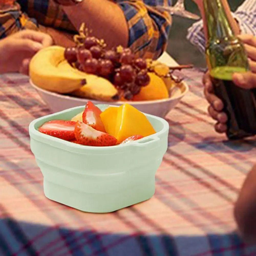 1Pcs Durable Square Folding Silicone Bowl Small Non-Slip Camping Bowls with Hook Portable Food Containers Box For Travel