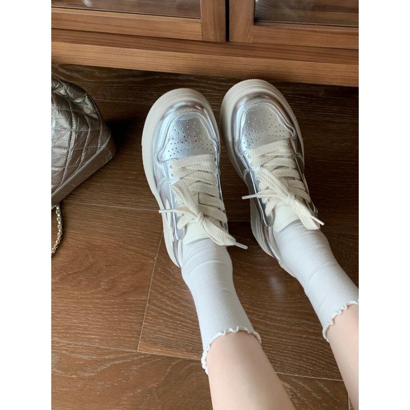 Cowhide Version~ Small Man Thick Sole Height Increase 5cm Genuine Leather Shoes Little White Shoes Women's Versatile Sports and Leisure Shoes Board S