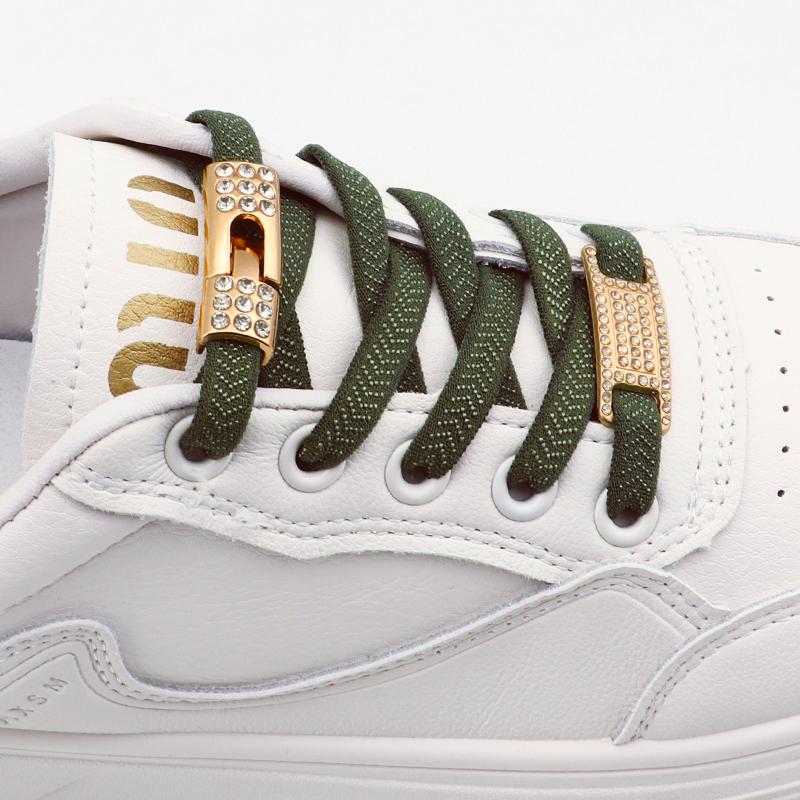 Gold Diamond buckle Shoelaces without ties Elastic Laces Sneakers Tennis No Tie Shoe laces Flat Shoelace for Shoes accessories