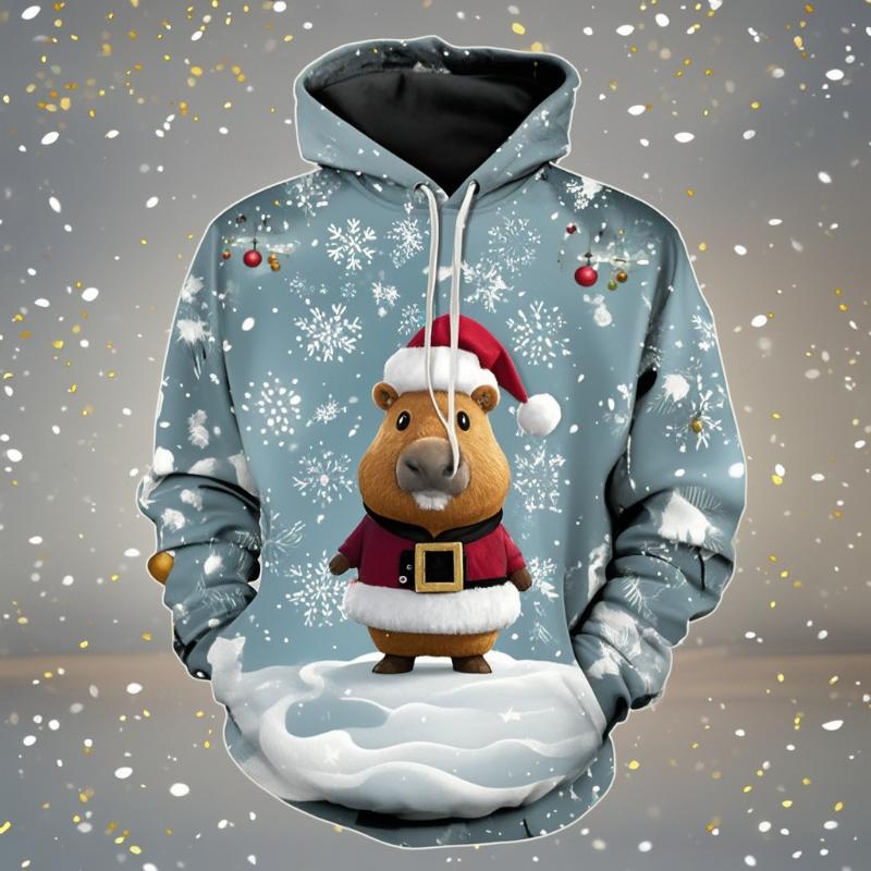 

Sweats à capuche Capybara pour hommes et femmes, impression 3D d animaux mignons, vêtements de Noël drôles, haut PVD pour enfants, Harajuku, nouveau S
