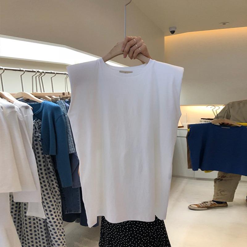 Sleeveless T-shirt for Women In Summer New Korean Loose Versatile Student Top Solid Color Vest Women's Clothing