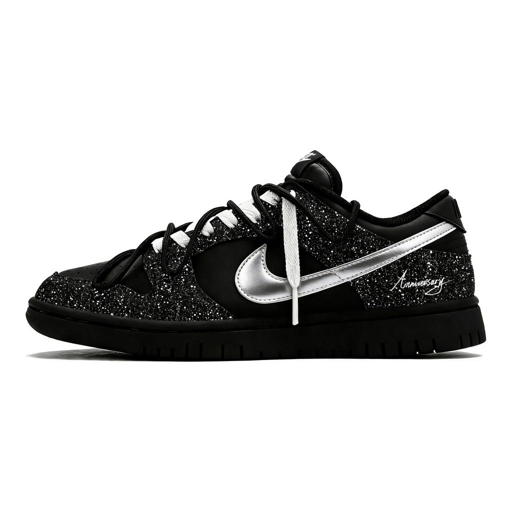 Nike Dunk Night Sky Baby's Breath 2.0 Low top Skateboard Shoes Men's Black White Silver IO7606-010(Team619-2.0)