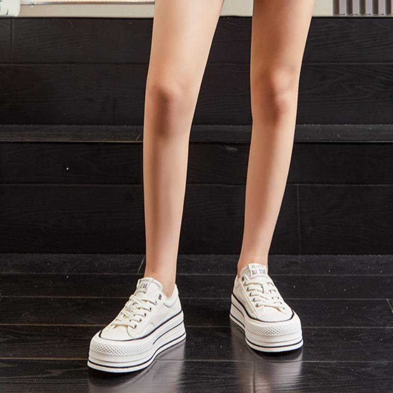 First Layer of Cowhide White Shoes Thick Sole Height-increasing Single Shoes Casual Fashion Women's Shoes Sports Shoes