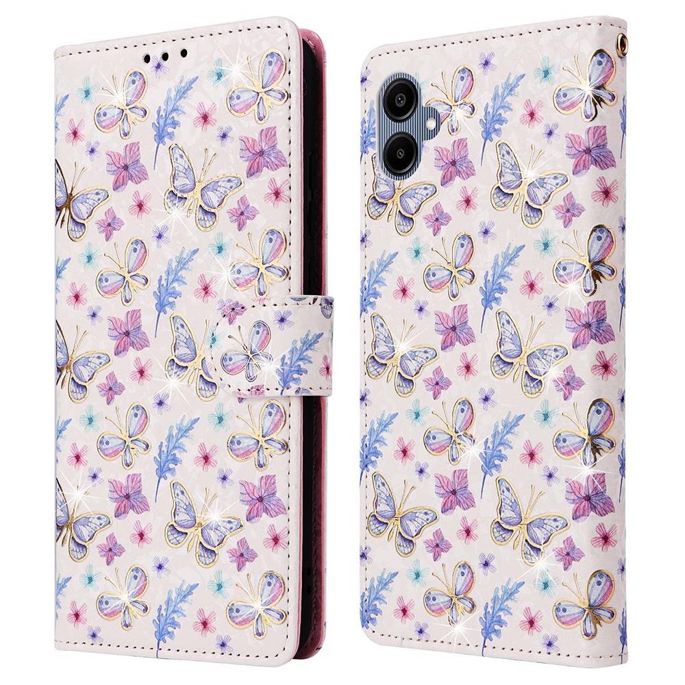 For Samsung Galaxy A06 4G Case RFID Blocking Flower Leather Phone Cover