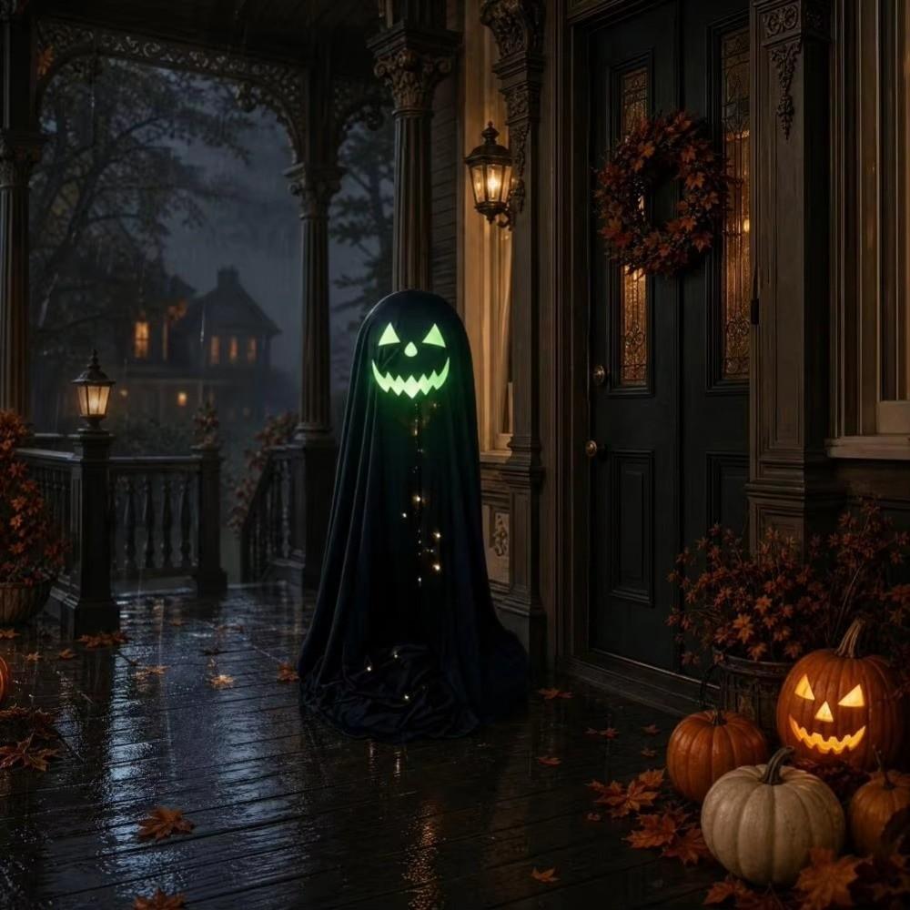 Adjustable Halloween Standing Ghost Decor Glowing Scary Ghost Figure Porch Yard Decor