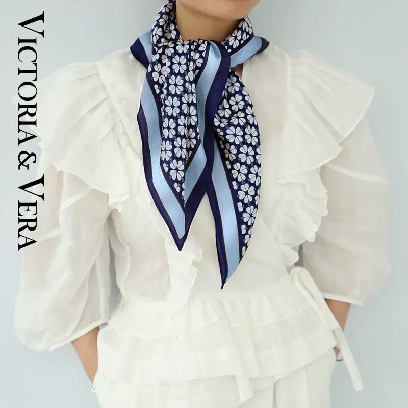 VICTORIA&VERA 99% Mulberry Silk Printed Square Scarf