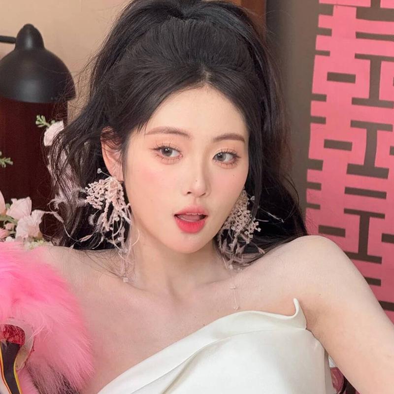 

Vintage Pink Beaded Feather Earrings: Fairy Forest-Style Bridal Ear Clips