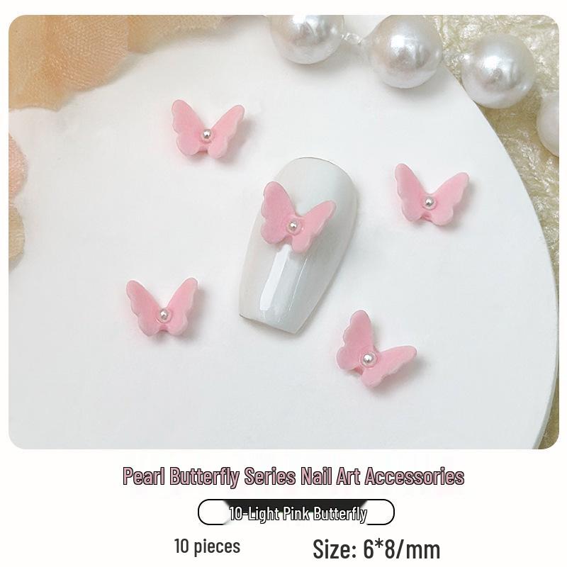 Colorful Pearl Inlaid Bow Nail Art Accessories