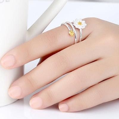Women Ring Exquisite Smooth Double-layer Lotus Shape Opening Adjustable Lady Circlet Gift
