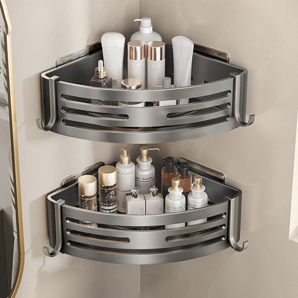 Shower Corner Shelf Storage Tray with Suction Cups Wall Mounted Shower Organizers Removable Toilet Corner Wall Shelf